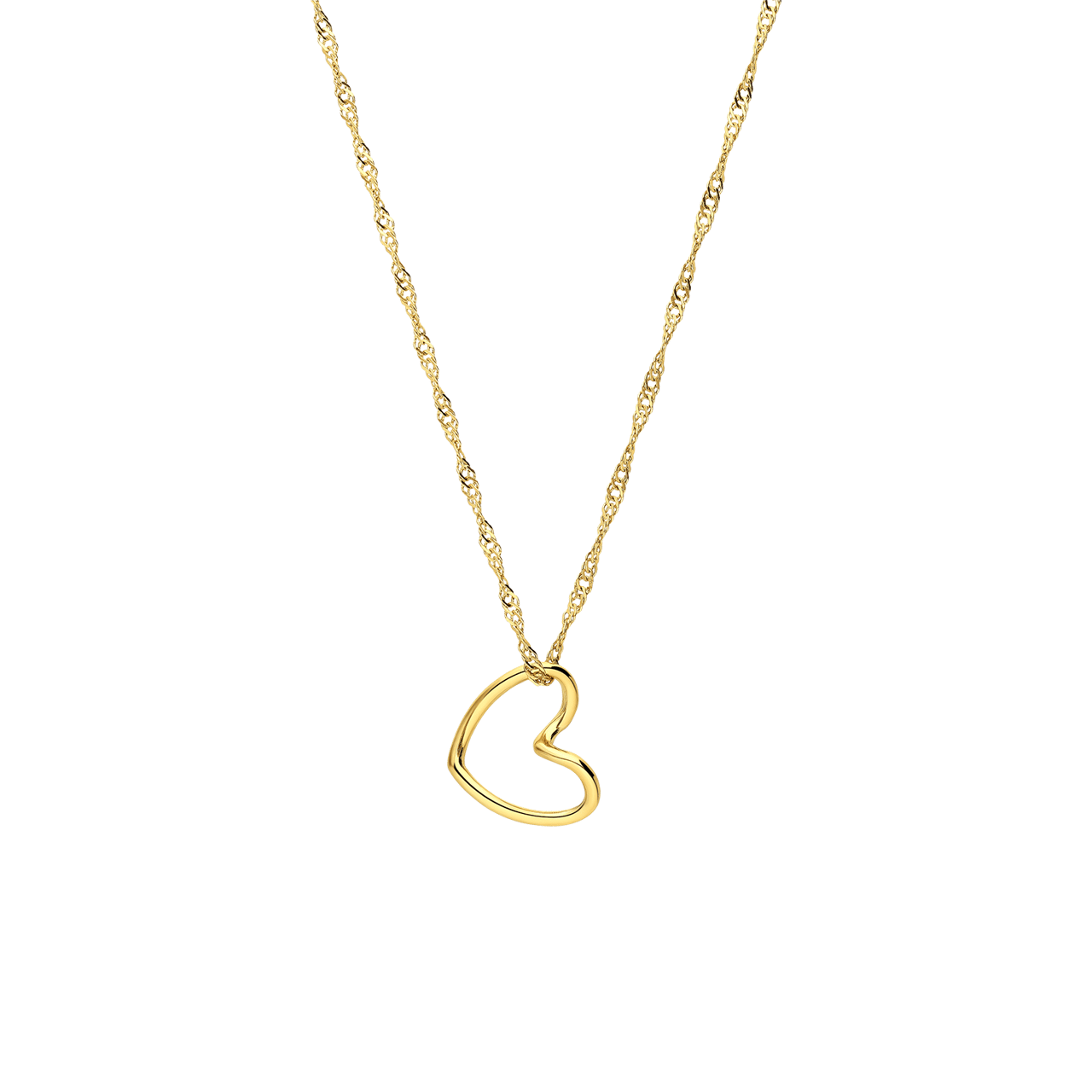 Stalen goldplated ketting met hart in box