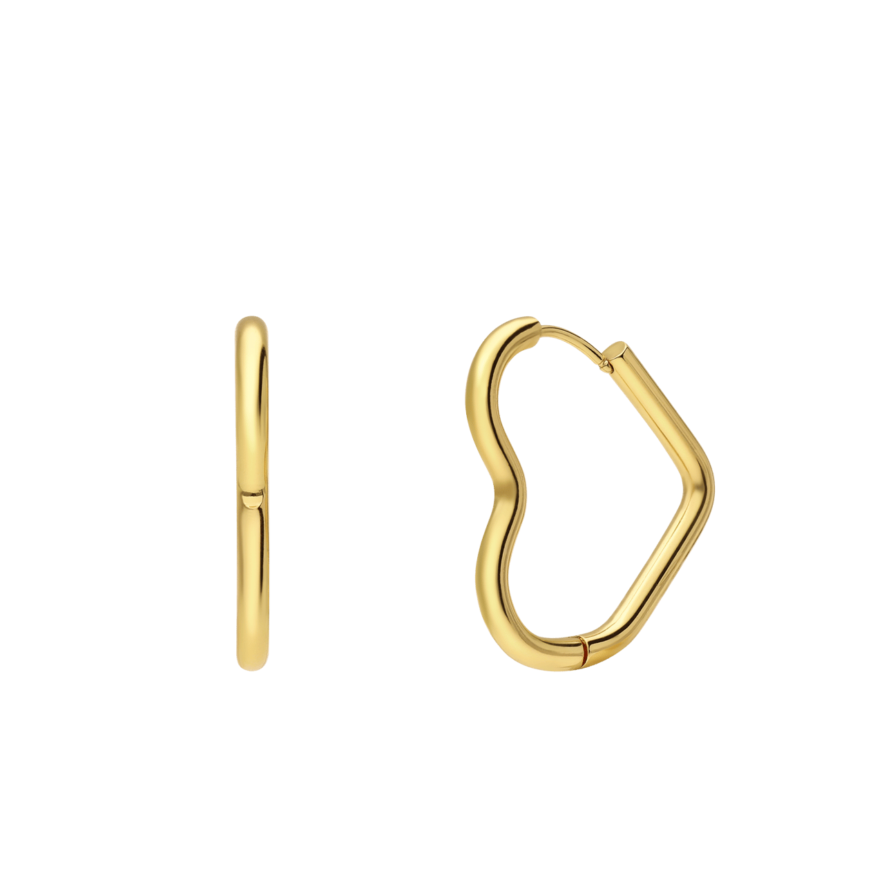 Stainless steel goldplated oorringen hart voor dames