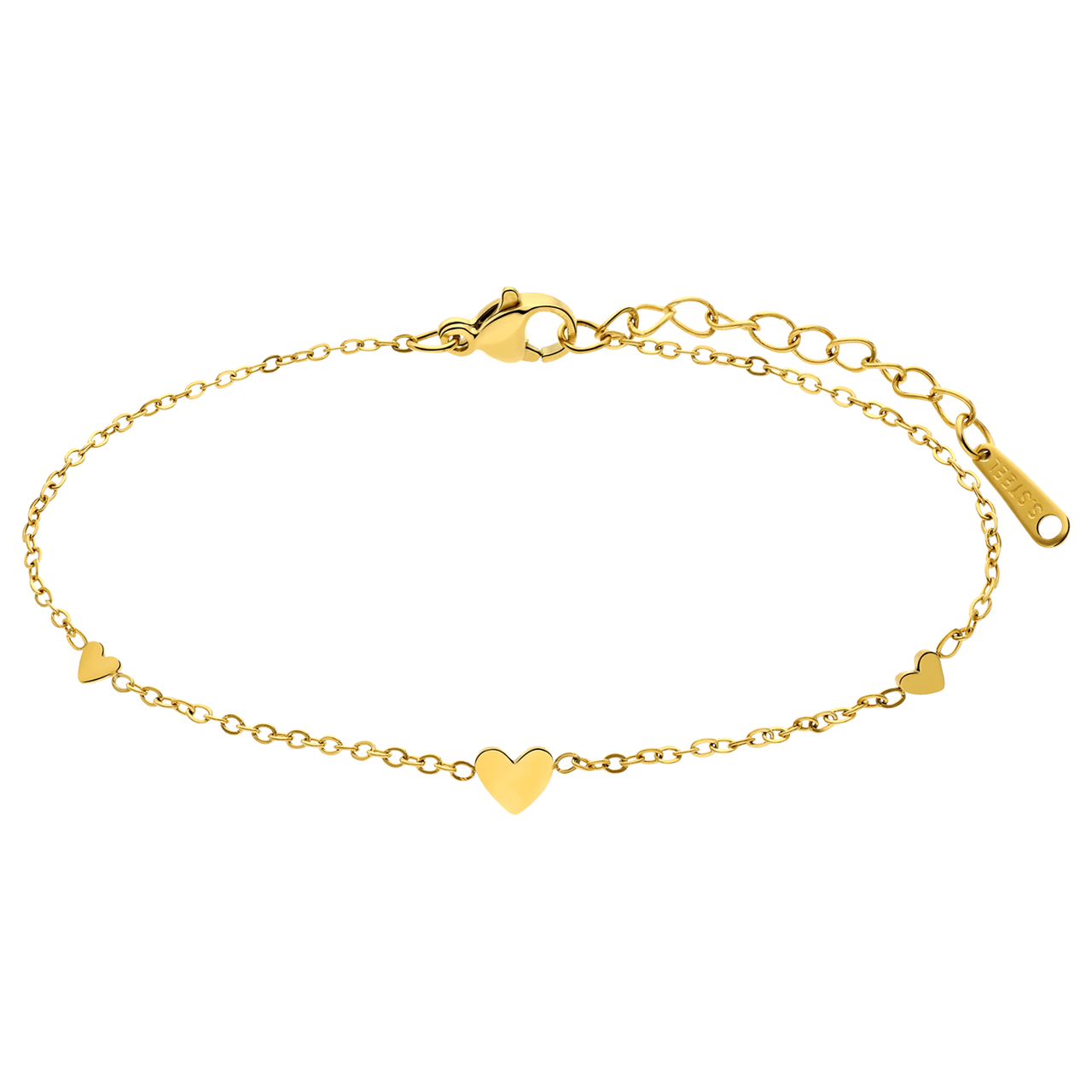 Stalen goldplated fantasiearmband hart voor dames