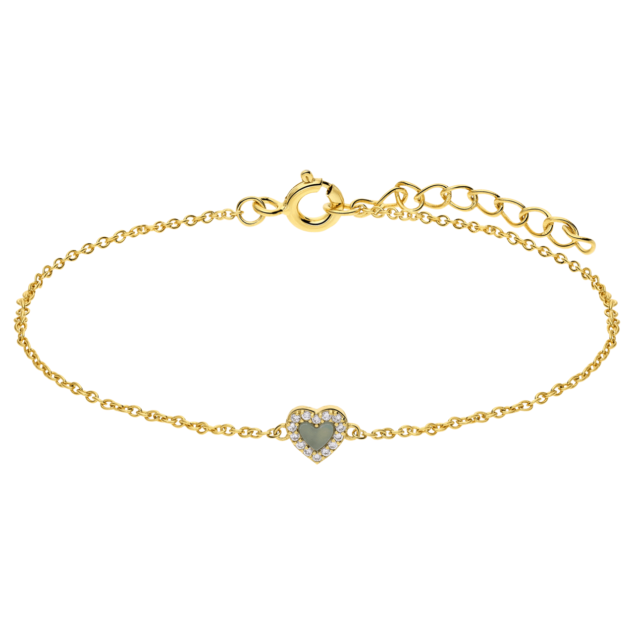 Silberne vergoldete Armbanduhr mit einem herzförmigen Amazonit-Gemstone