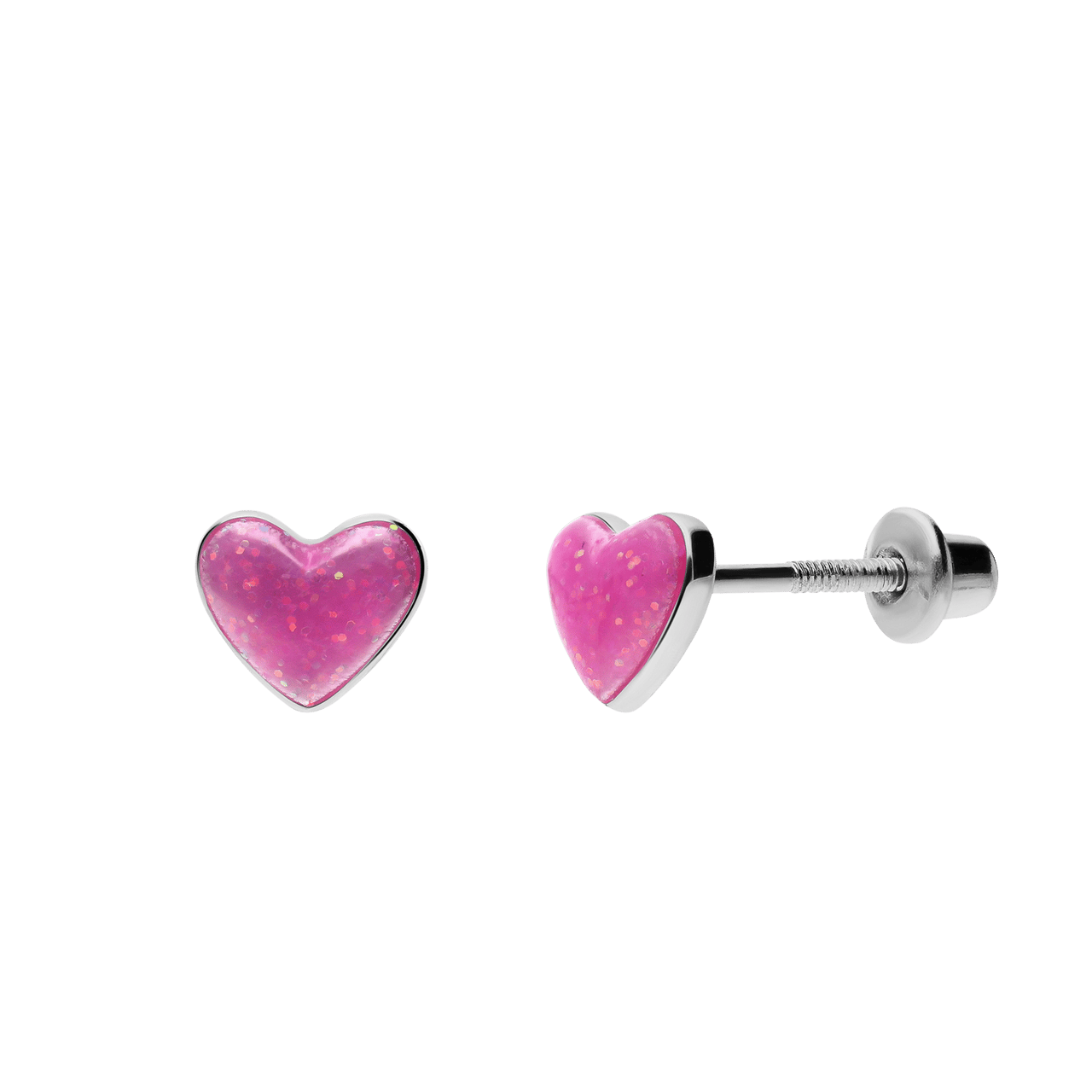 Ohrstecker aus 925er Silber mit rosa Herz