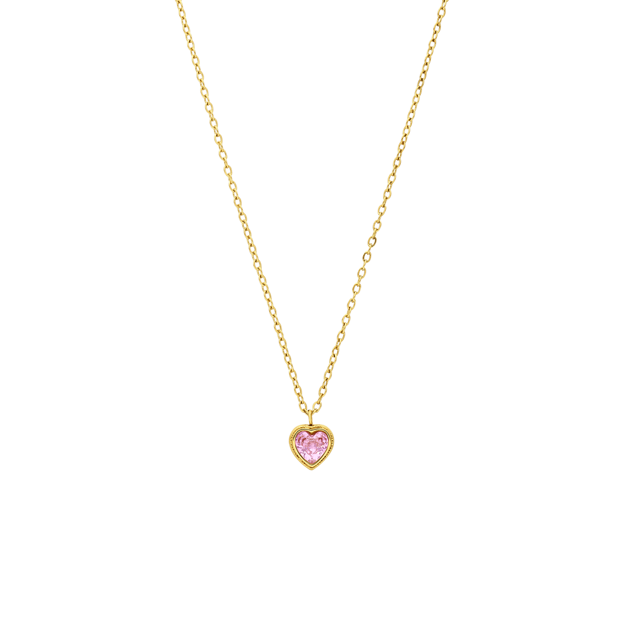 Stainless steel goldplated ketting met hanger hart met zirkonia voor dames