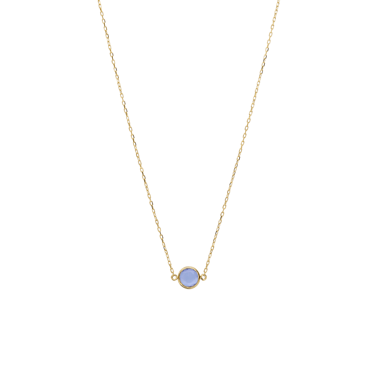 Halskette aus 585 Gelbgold mit Geburtsstein-Anhänger, März