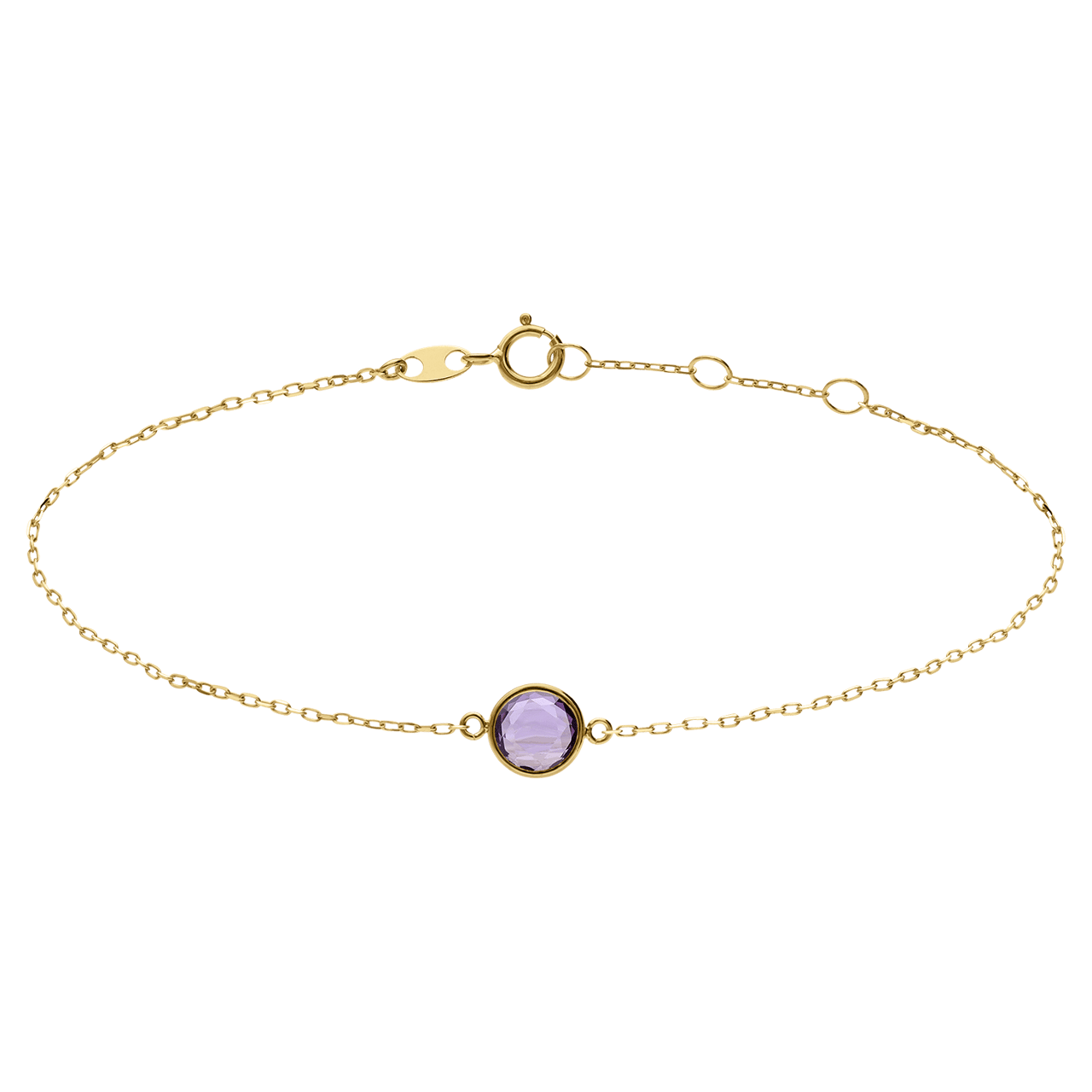Armband aus 585 Gelbgold mit Geburtsstein-Anhänger, Februar
