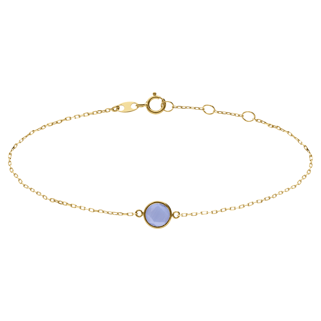 14 karaat geelgouden armband met geboortesteen hanger Maart