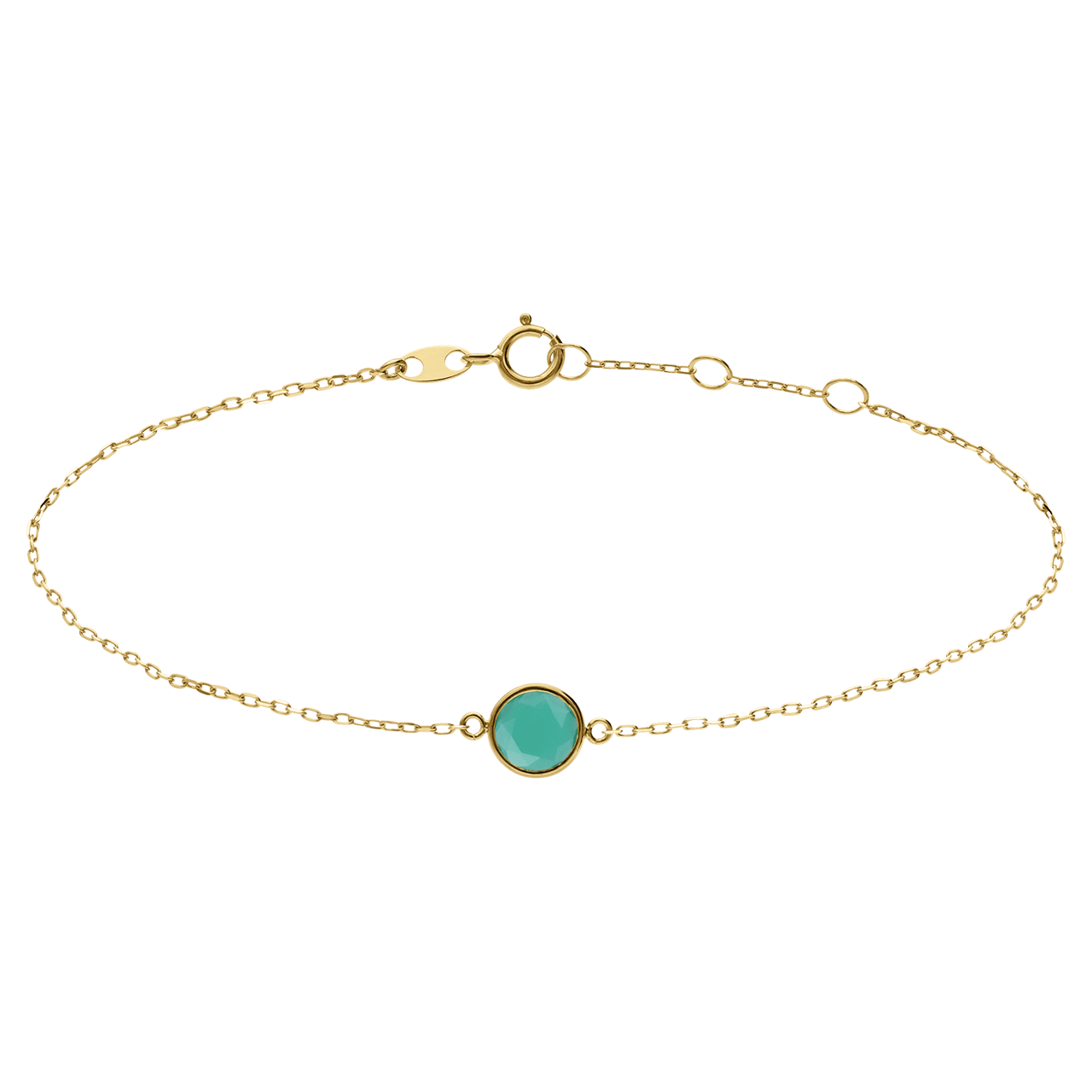 14 karaat geelgouden armband met geboortesteen hanger Mei