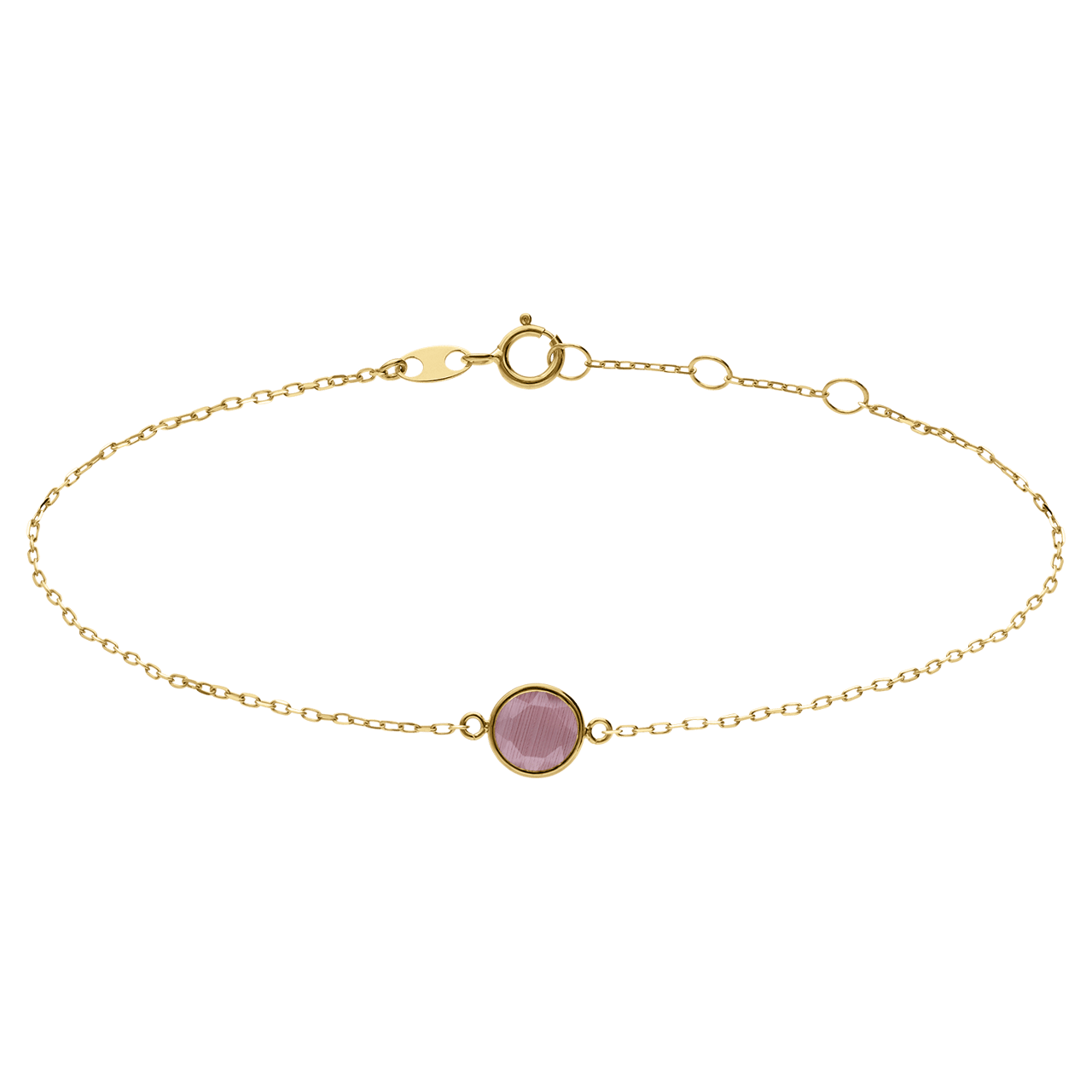 Armband aus 585 Gelbgold mit Geburtsstein-Anhänger, Juni