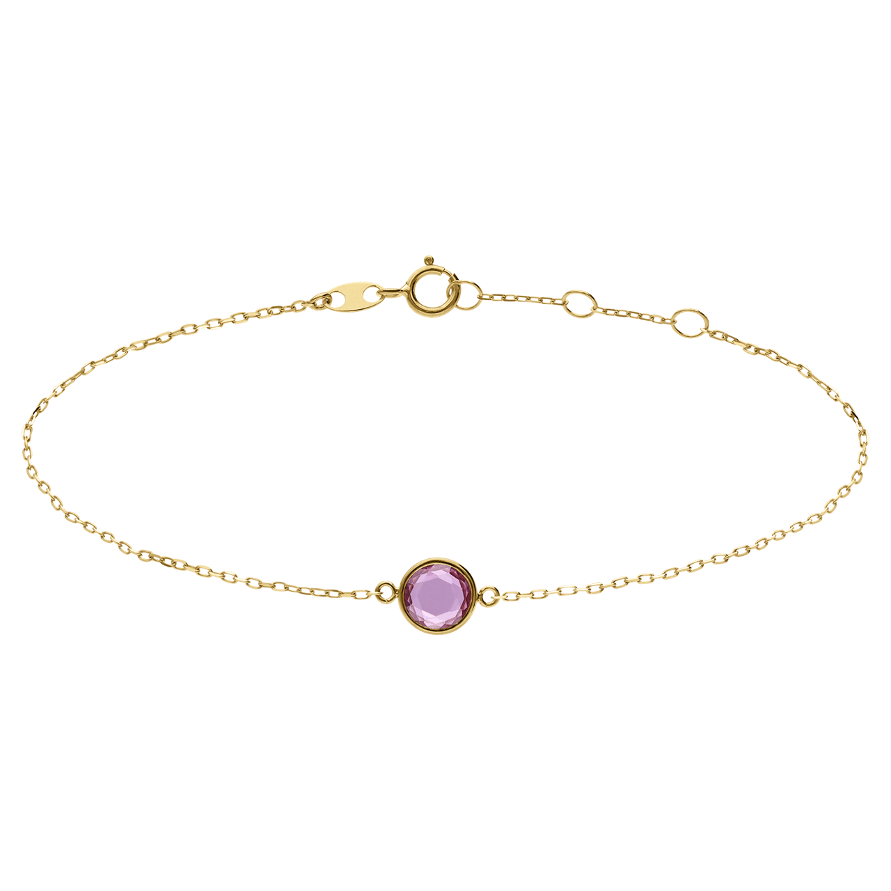 14 karaat geelgouden armband met geboortesteen hanger Oktober