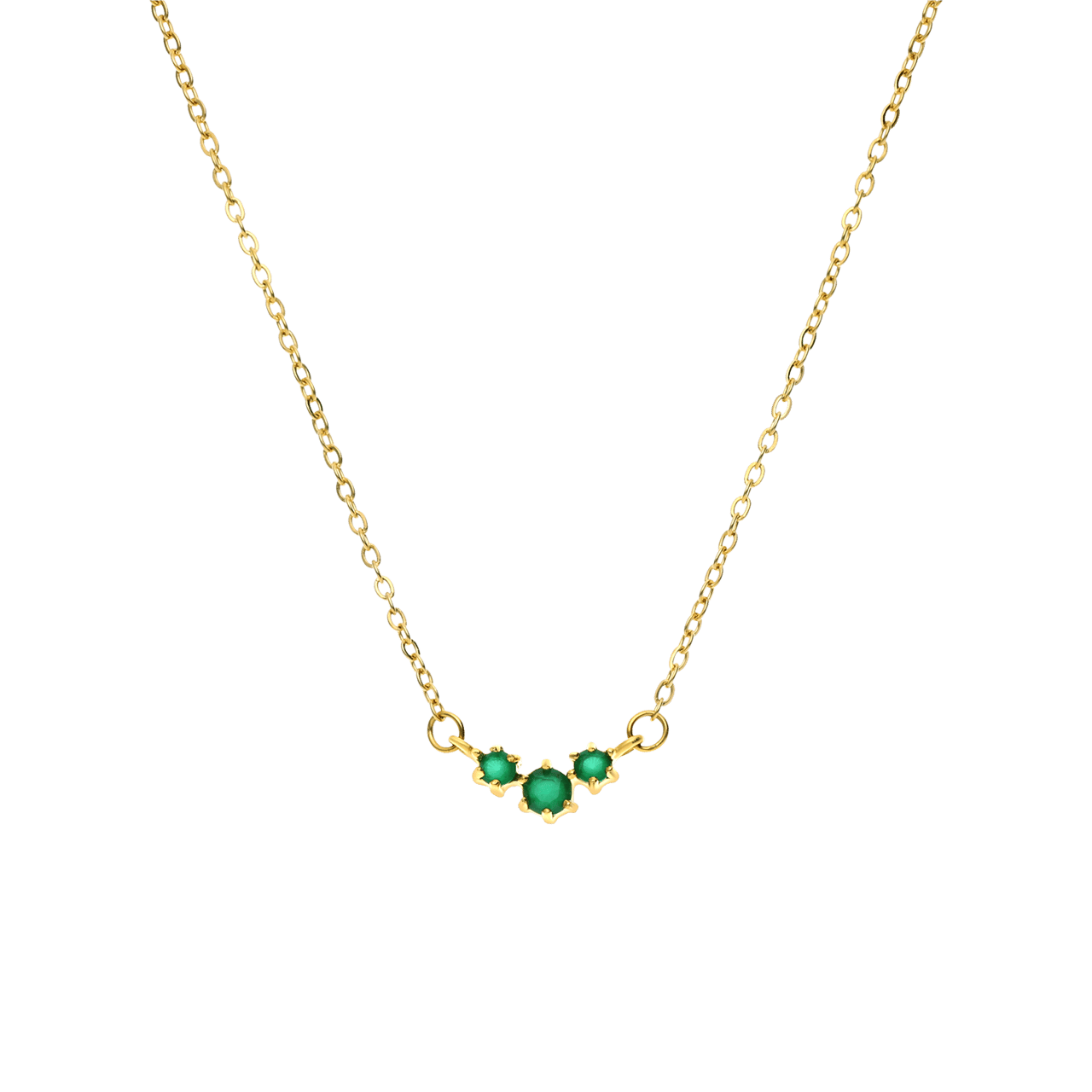 Stalen goldplated ketting met hanger met zirkonia voor dames