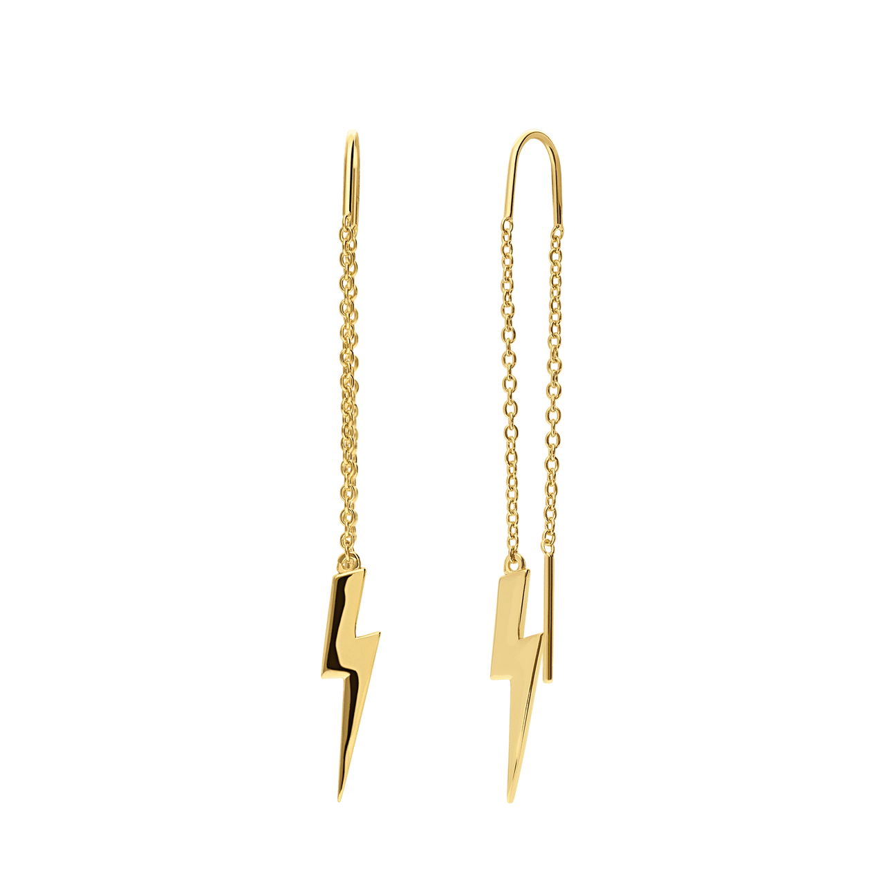 Zilveren goldplated oorhangers bliksemschicht voor dames