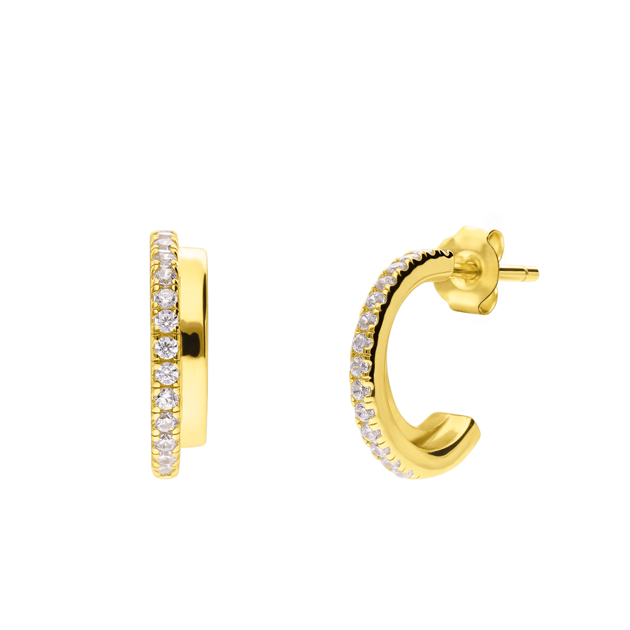 Zilveren goldplated oorringen met zirkonia voor dames