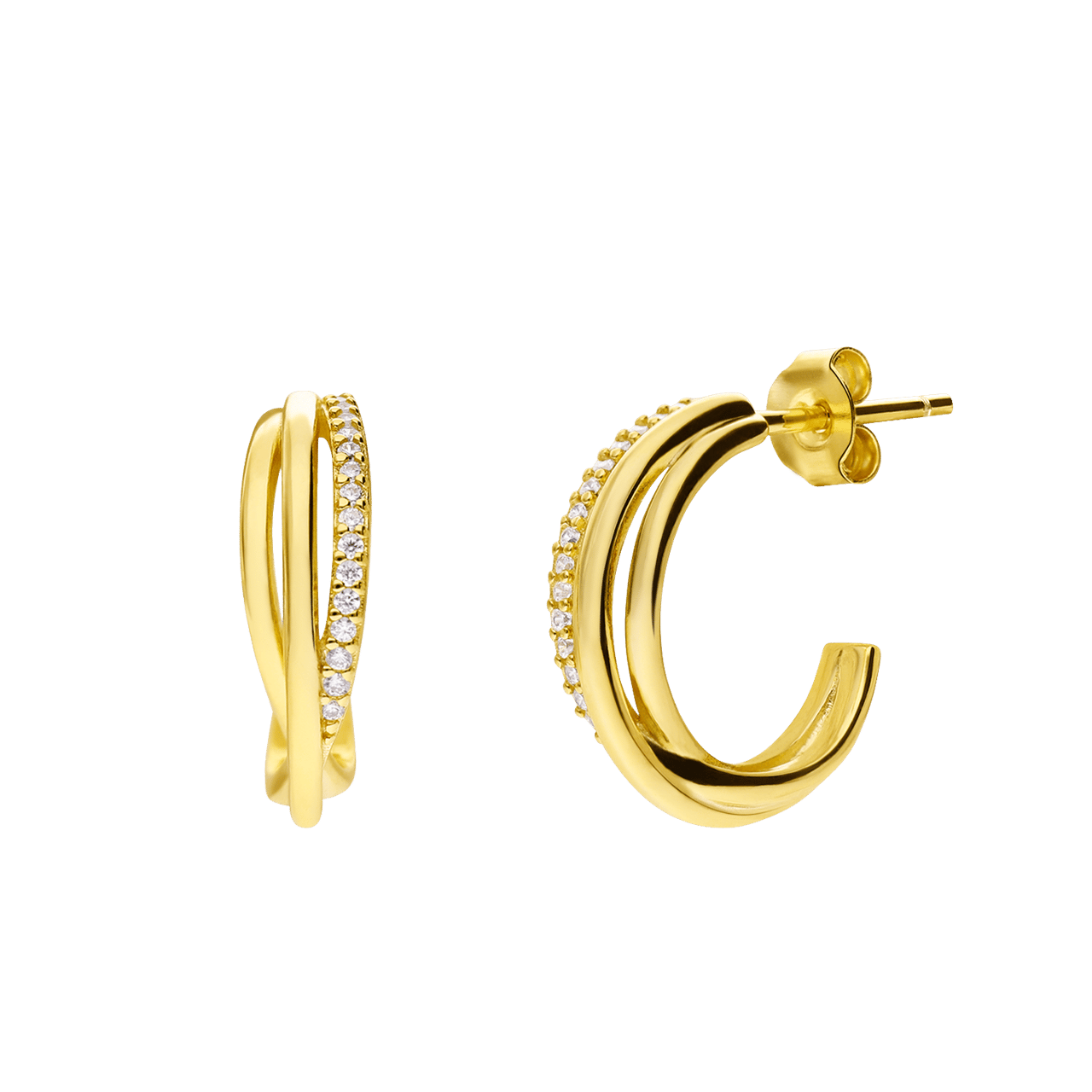 Zilveren goldplated oorringen met zirkonia voor dames