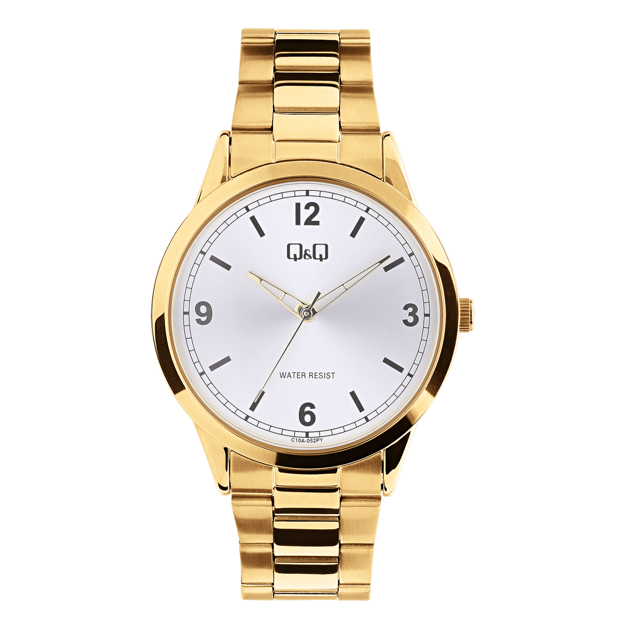 Q&Q Herrenarmbanduhr aus goldfarbenem Edelstahl C10A-052PY
