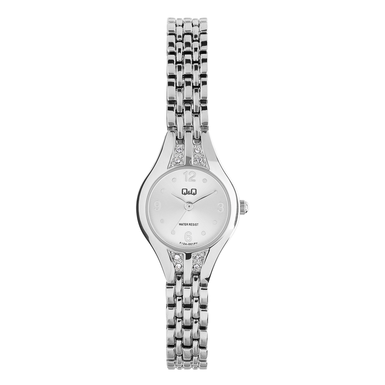 Q&Q Damenarmbanduhr aus silbernem Edelstahl F12A-004PY