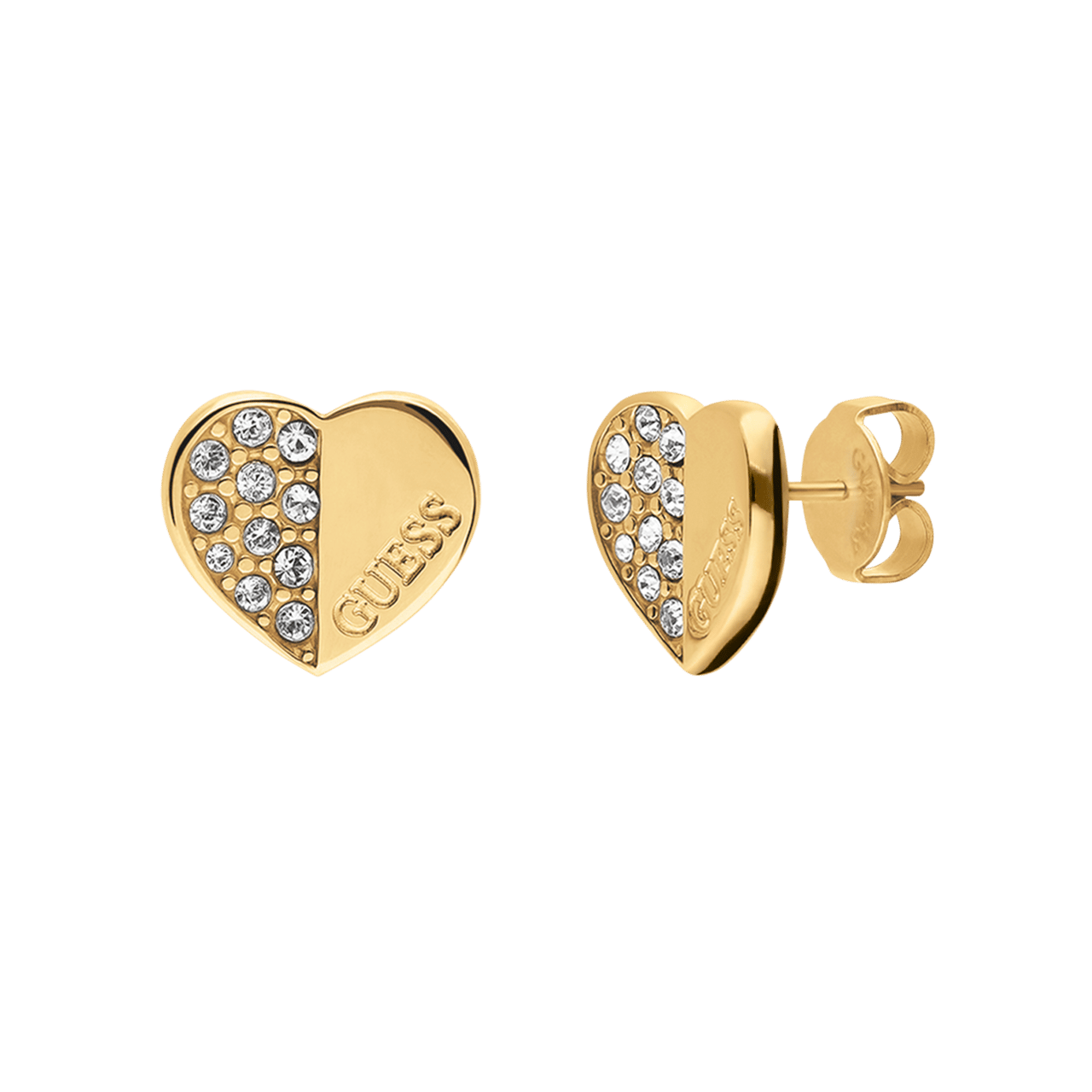 Guess stalen goldplated oorknoppen met kristal voor dames