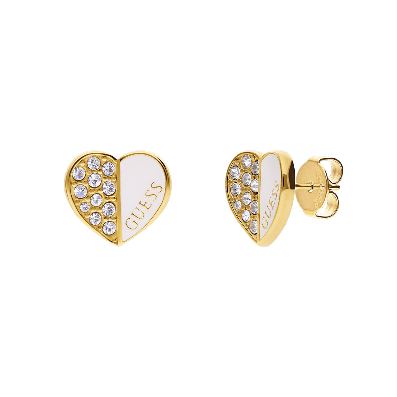 Guess stainless steel goldplated oorknoppen lovely Guess voor dames