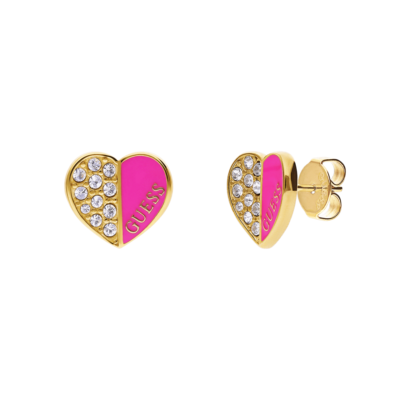 Guess stalen goldplated oorknoppen met kristal voor dames