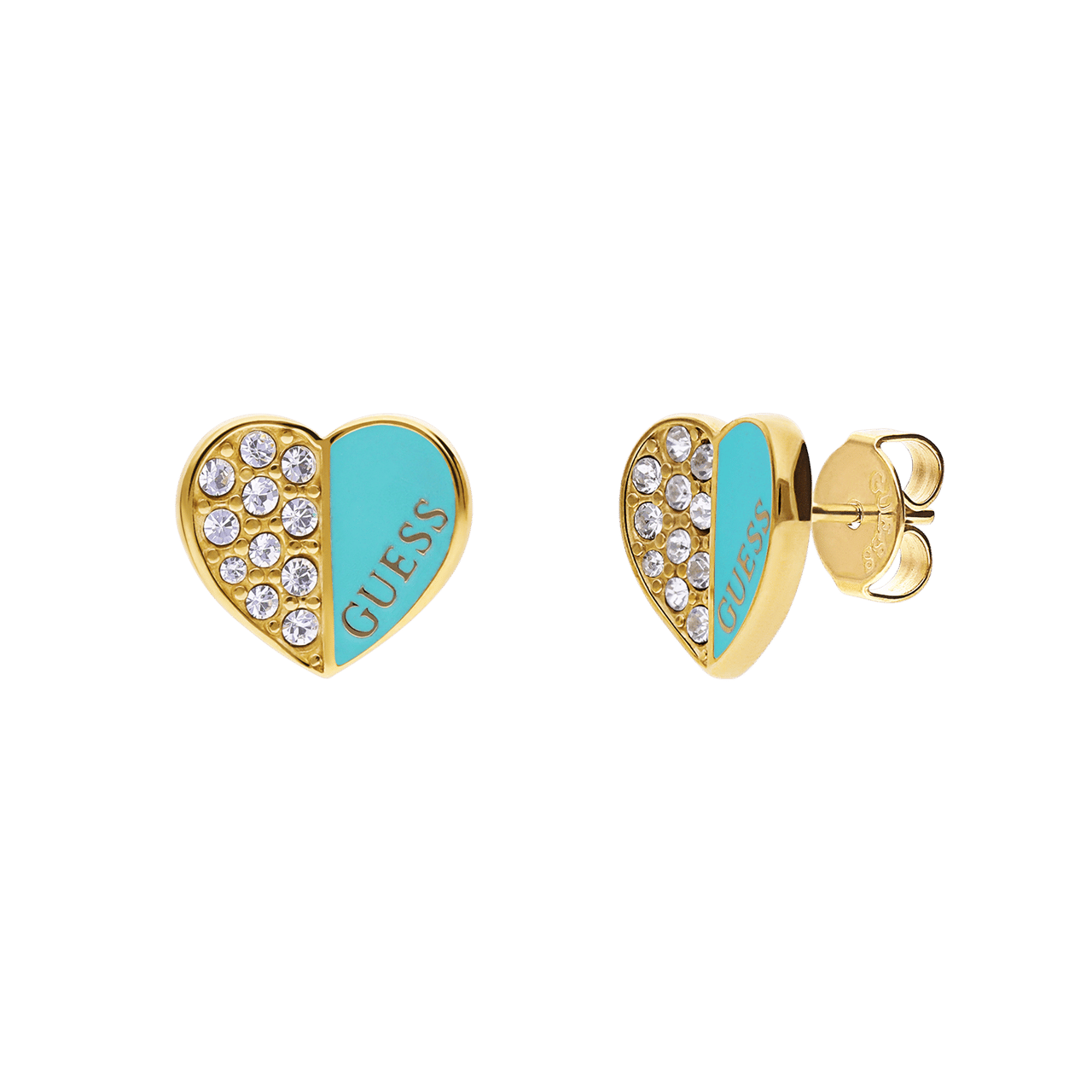 Guess stalen goldplated oorknoppen met kristal voor dames