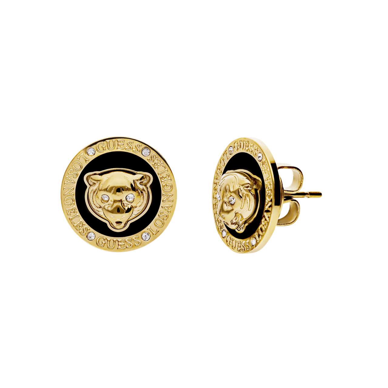 Guess stainless steel goldplated oorknoppen met kristal voor dames