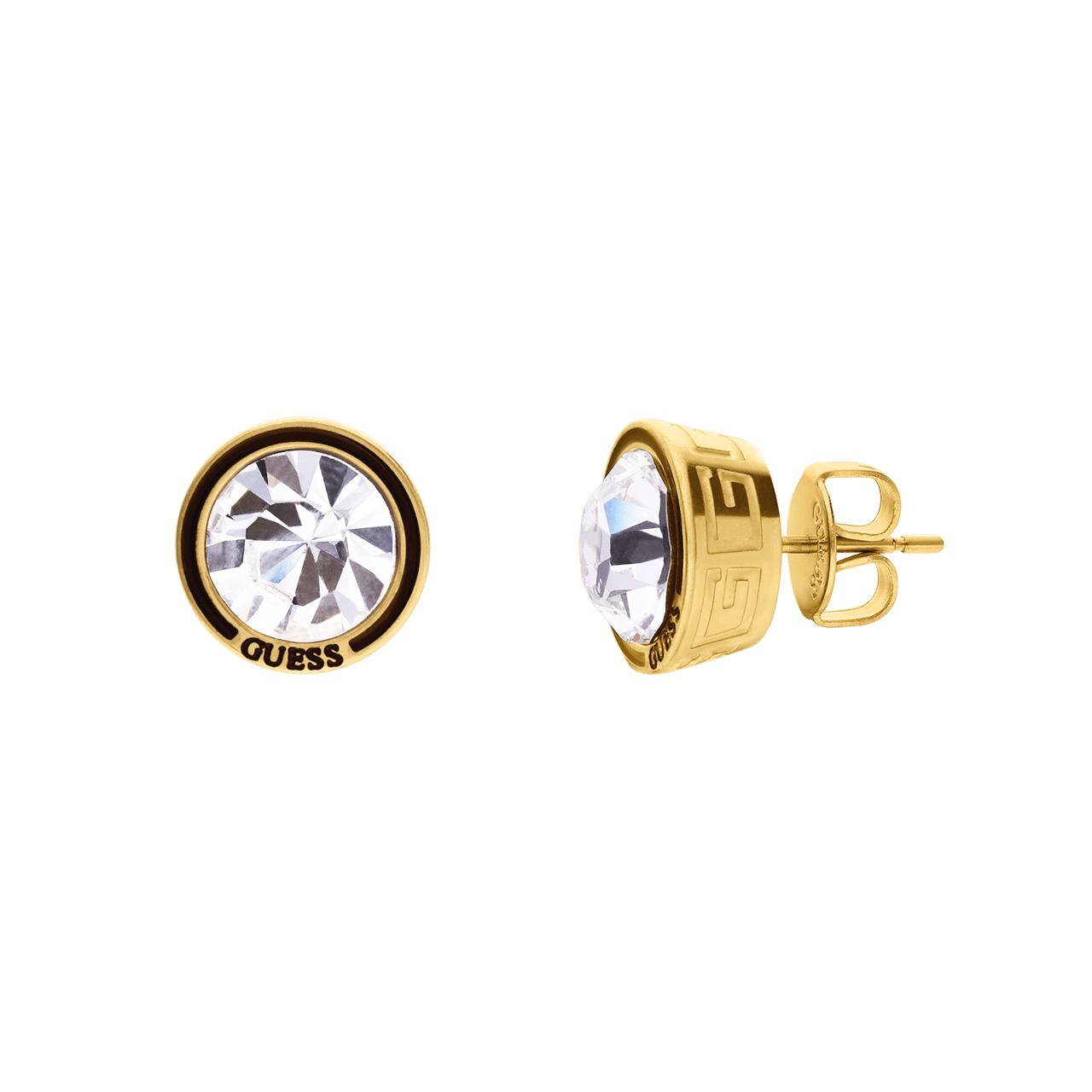 Guess stalen goldplated oorknoppen met kristal voor dames