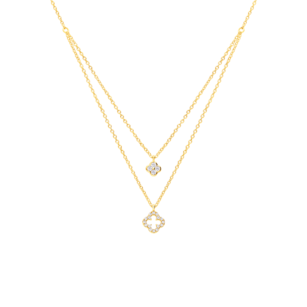Zilveren goldplated ketting met hanger klaver met zirkonia voor dames