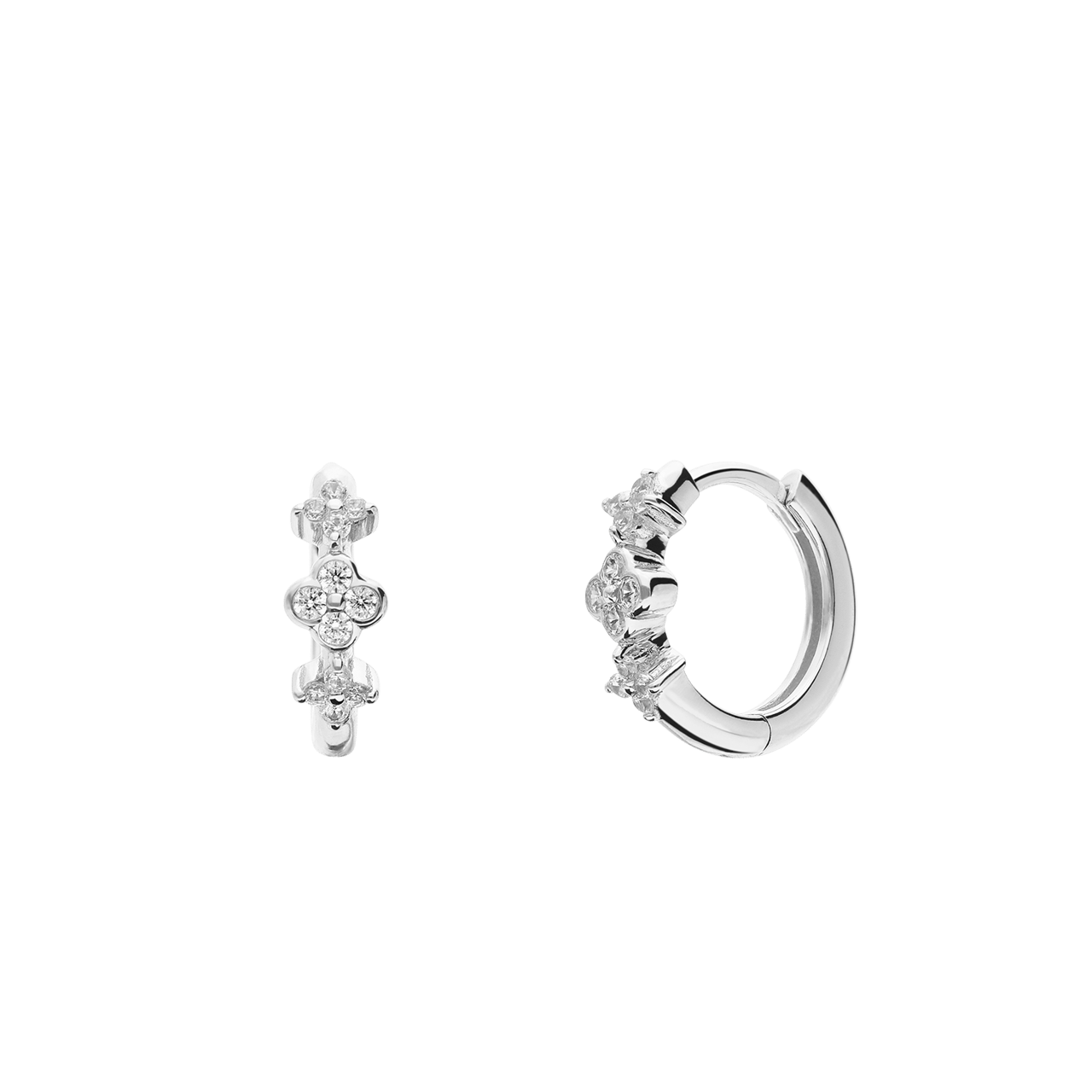 Ohrringe aus 925 Silber, Kleeblatt, Zirkonia
