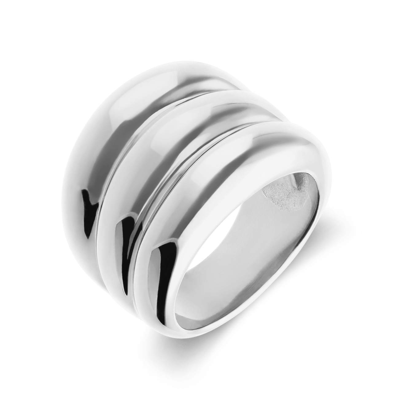 Stainless steel ring met ribbels