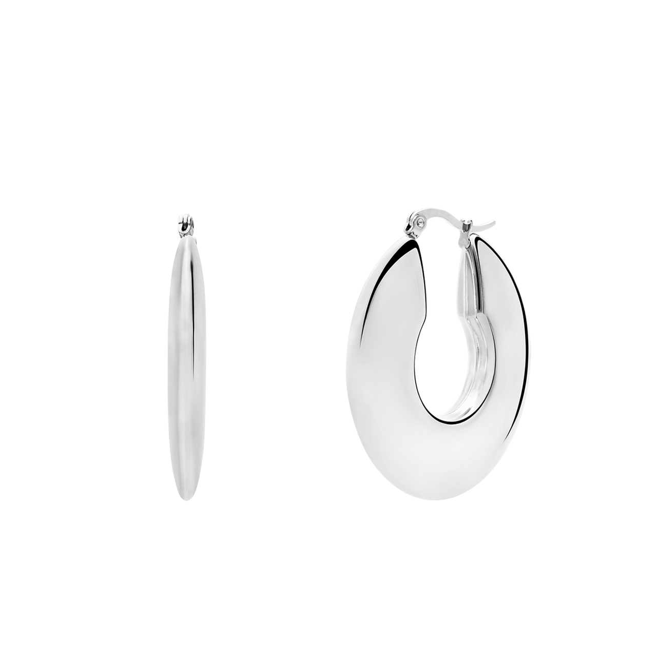 Camille stainless steel oorringen plat glad voor dames