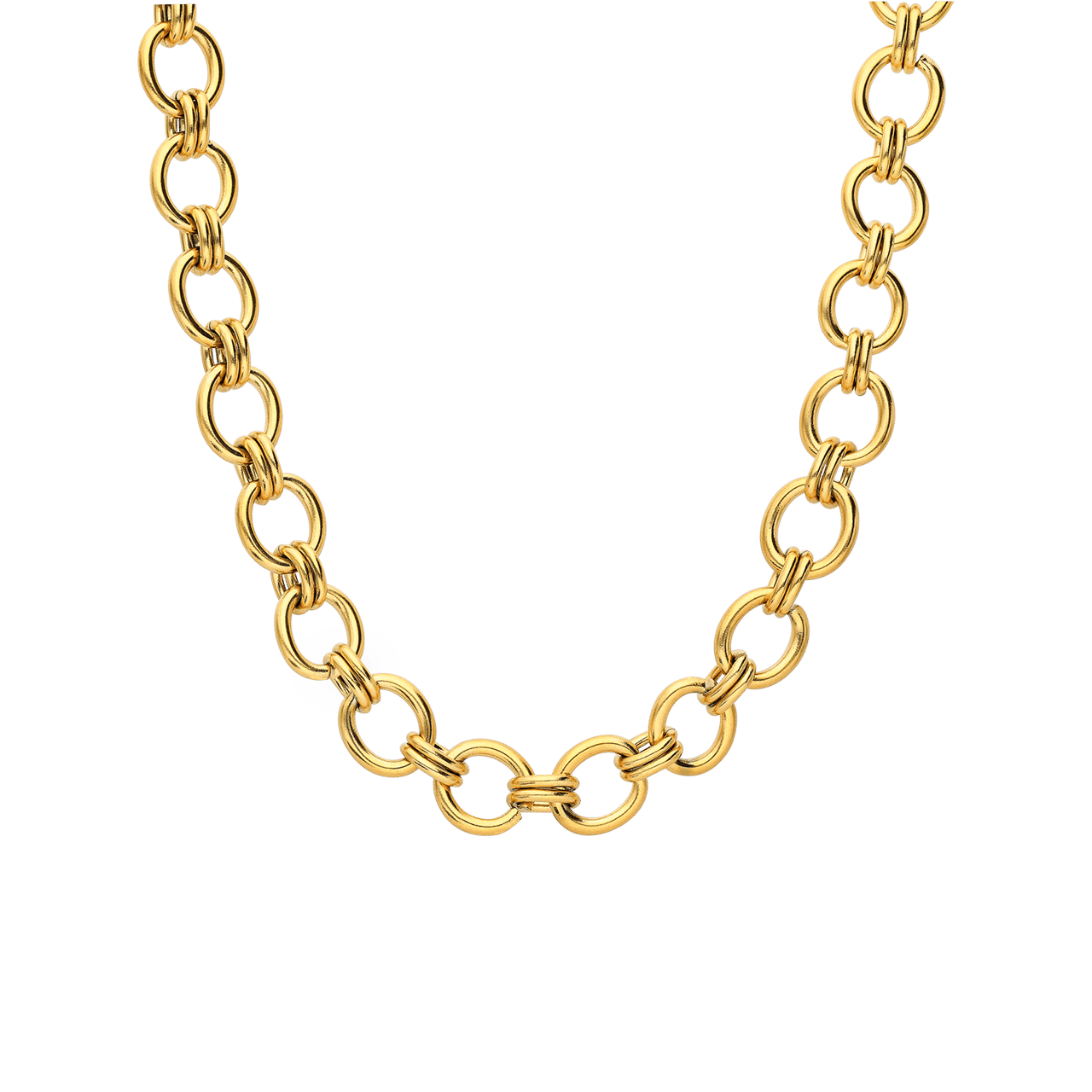 Camille stainless steel goldplated ketting chunky schakels glad voor dames