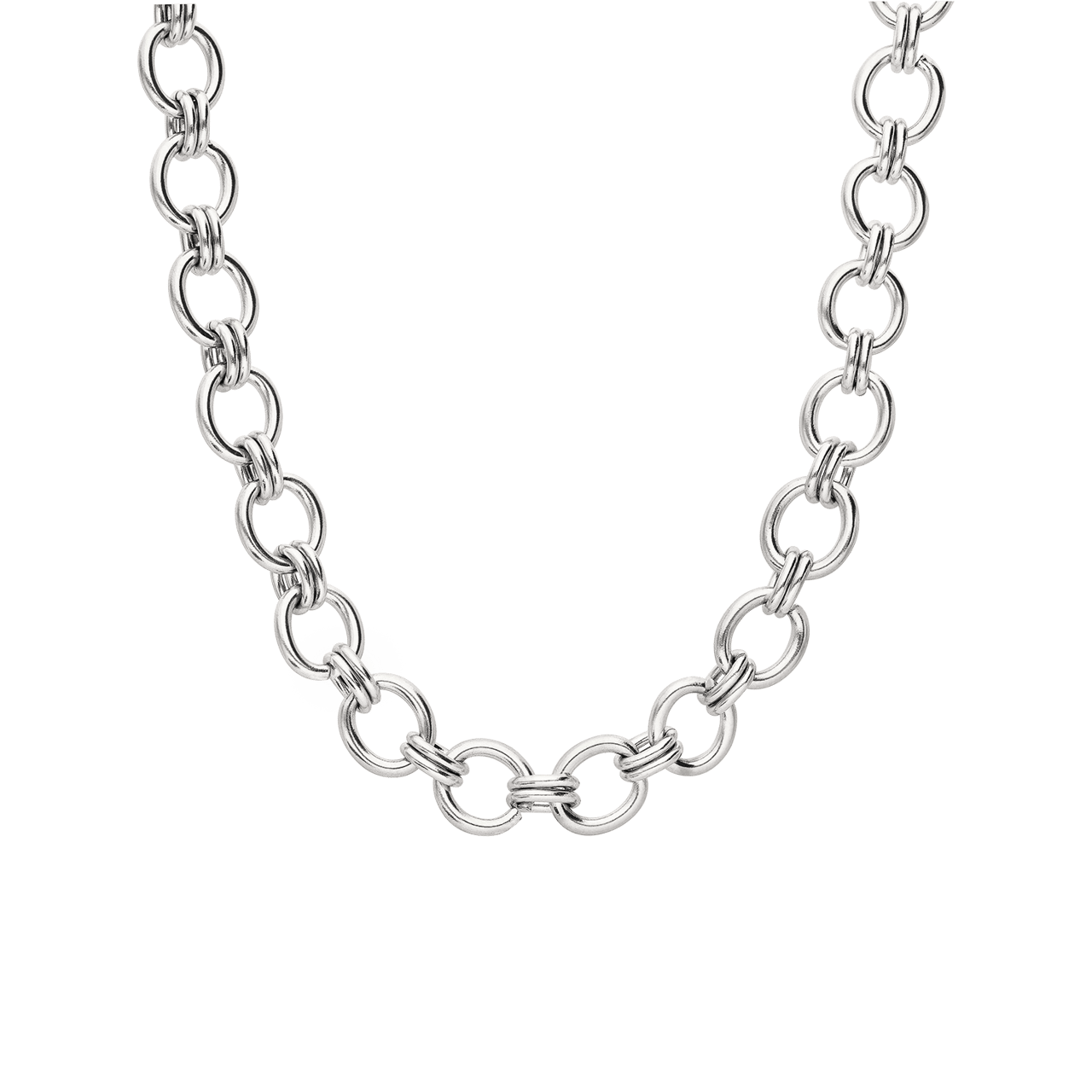 Halskette aus Edelstahl, chunky, mit polierten Gliedern