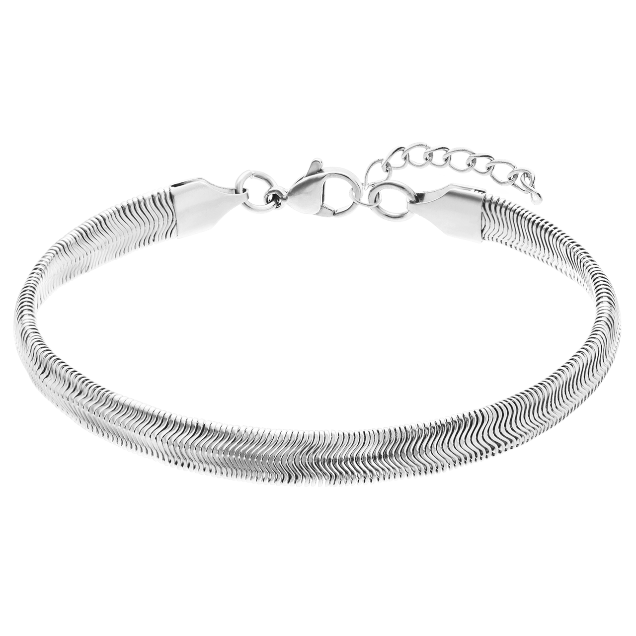 Stainless steel armband met platteschakel