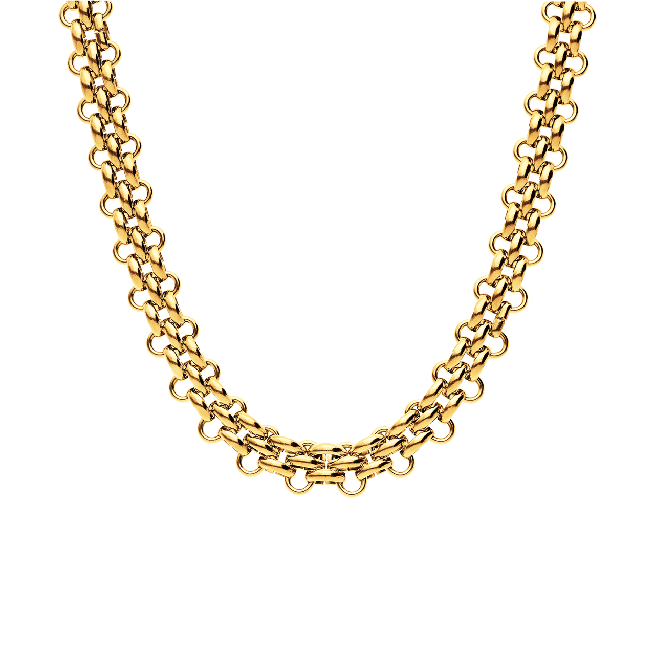 Camille stainless steel goldplated ketting chunky multi voor dames