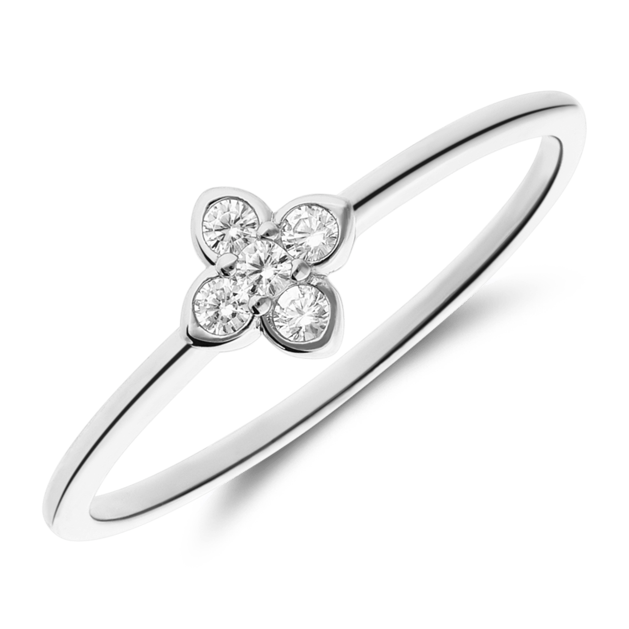 Ring aus 925 Silber, Kleeblatt, Zirkonia