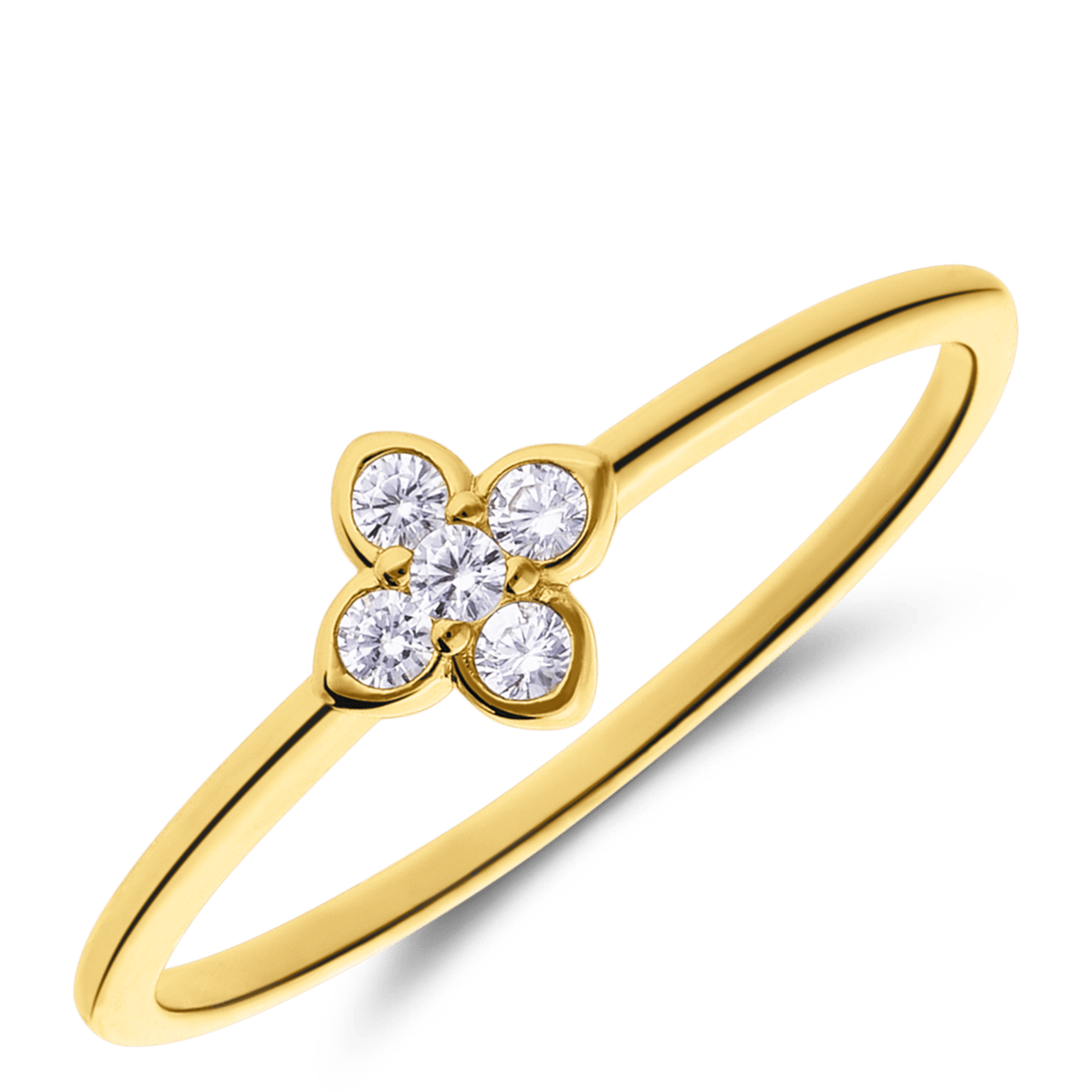 Zilveren goldplated ring bloem zirkonia