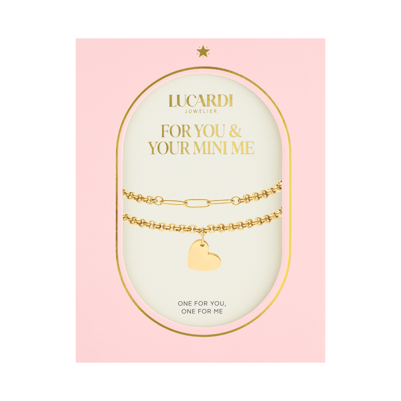 Stainless steel goldplated armbanden set met hanger hart voor dames