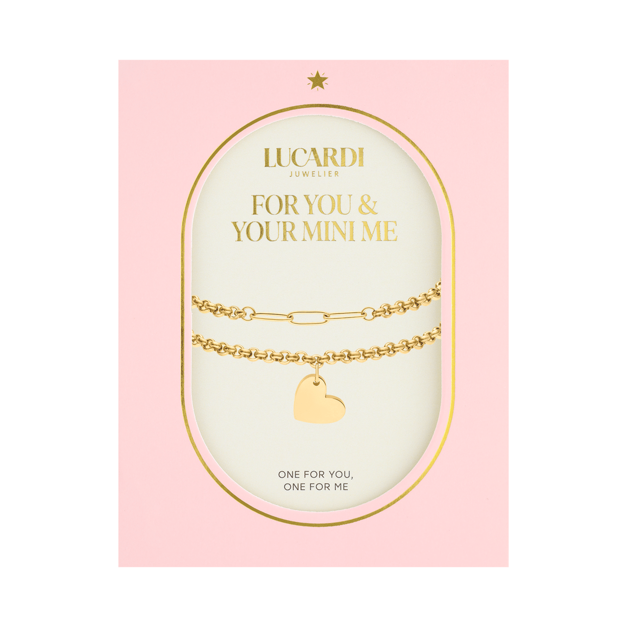 Stalen goldplated armbanden set met hanger hart voor dames