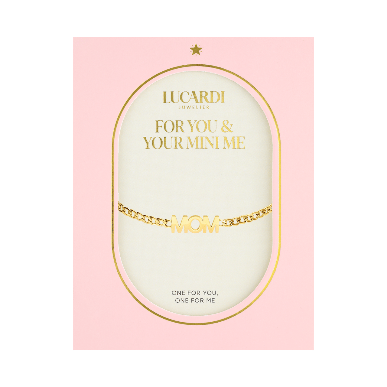 Stainless steel goldplated fantasiearmband met letterhanger voor dames