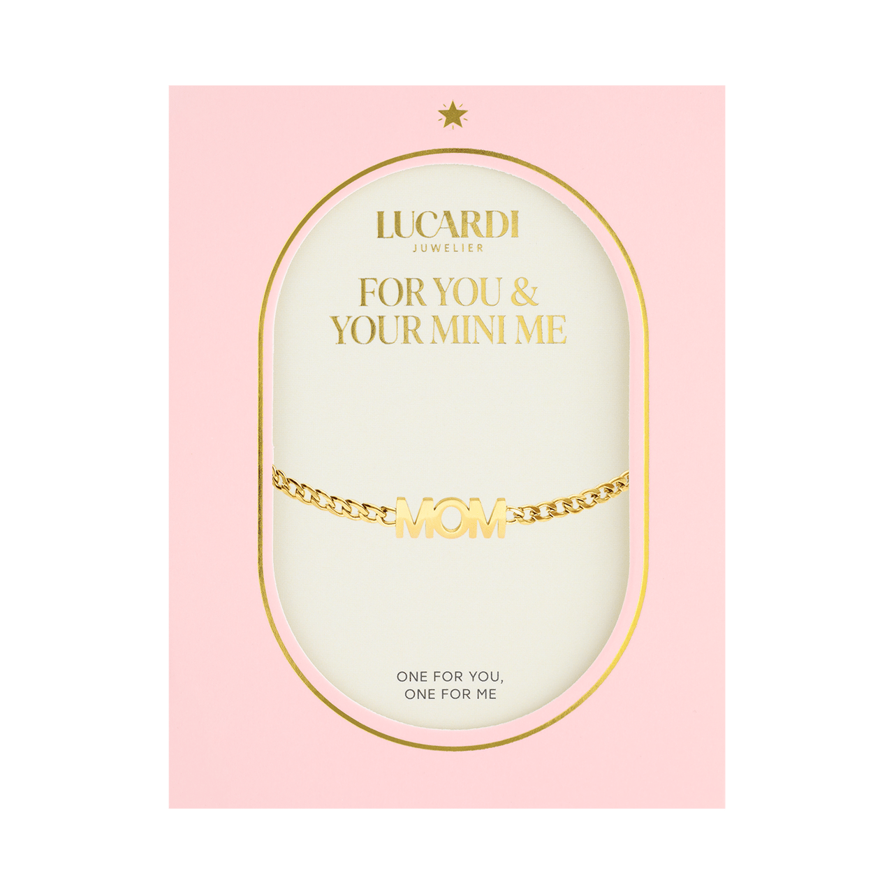 Stalen goldplated fantasiearmband met letterhanger voor dames