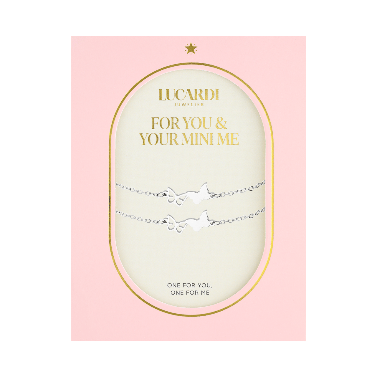 Stainless steel armbanden Moeder/Dochter vlinder