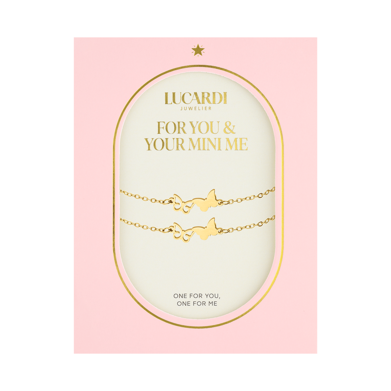 Stalen goldplated armbanden set met hanger voor dames