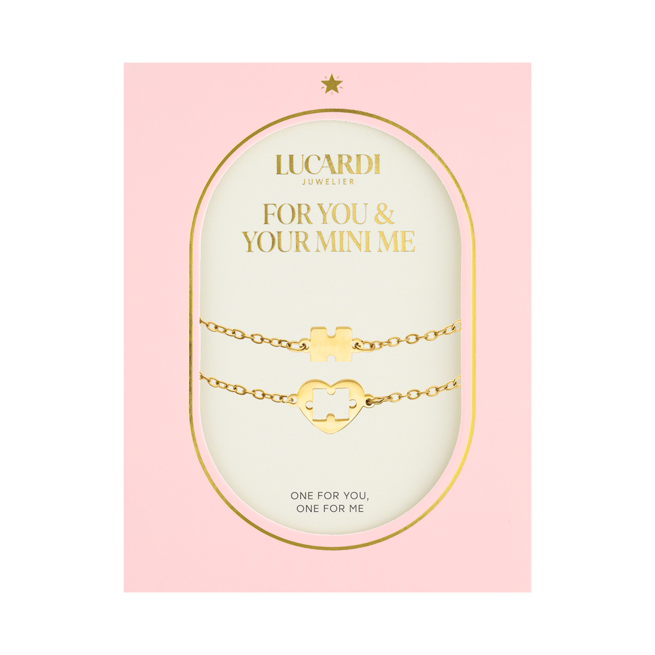 Stalen goldplated armbanden set met hanger voor dames