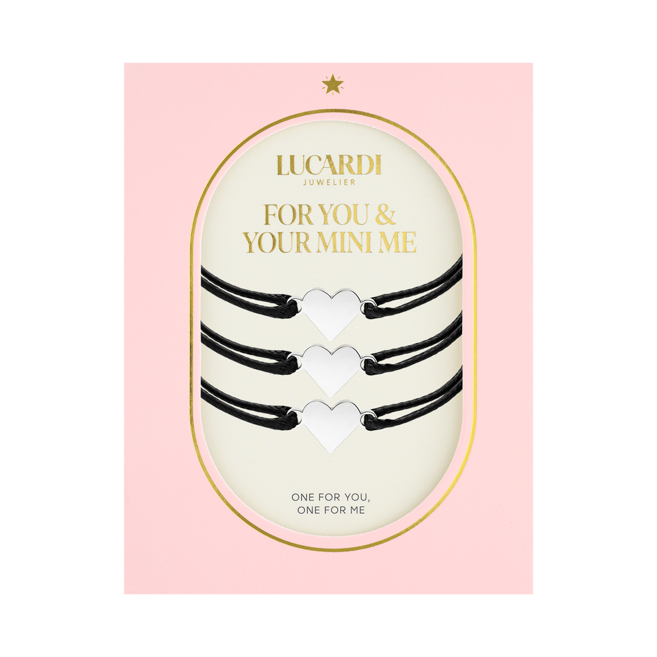 Stainless steel armbanden koord Moeder/Dochter 3 hart