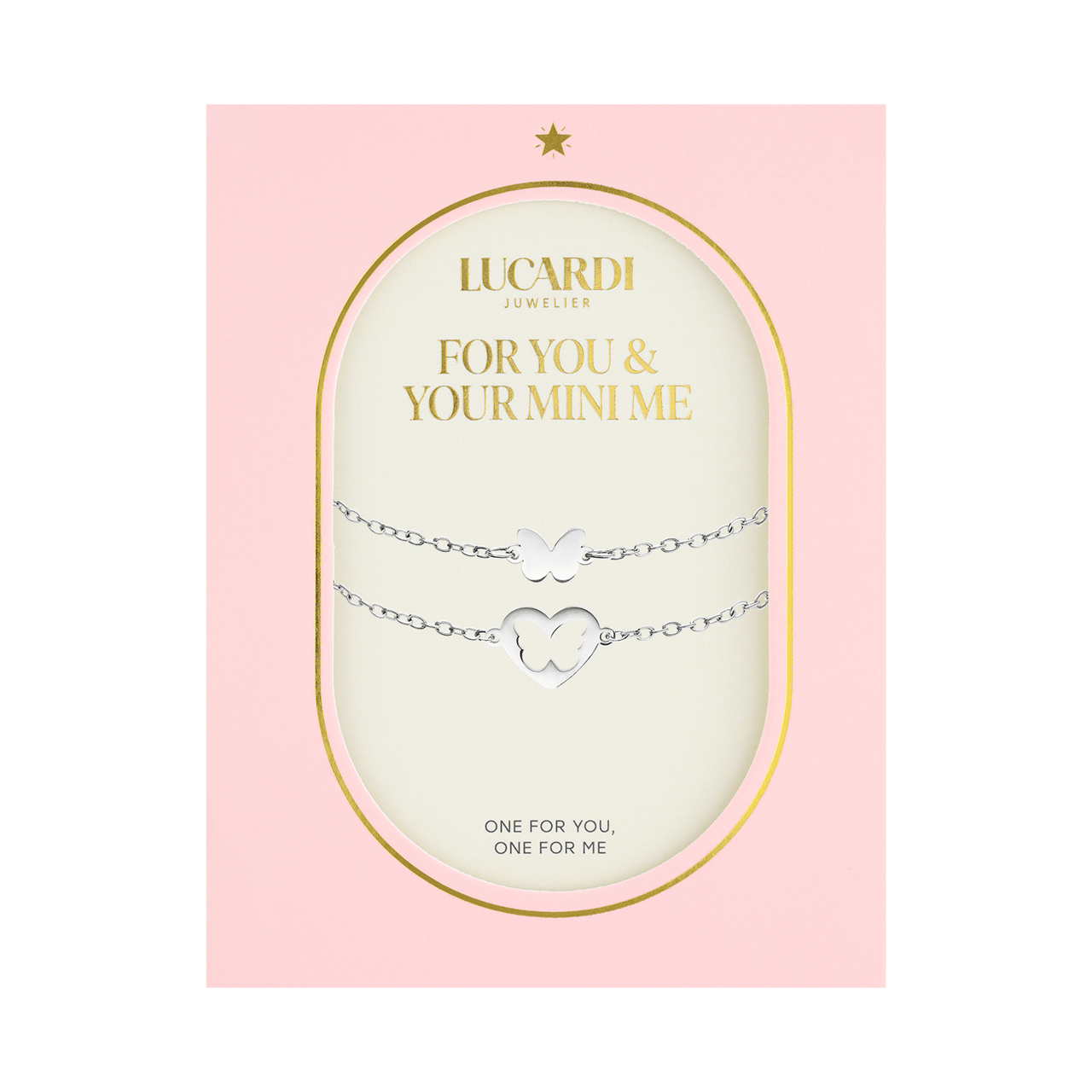 Stainless steel armbanden Moeder/Dochter vlinder