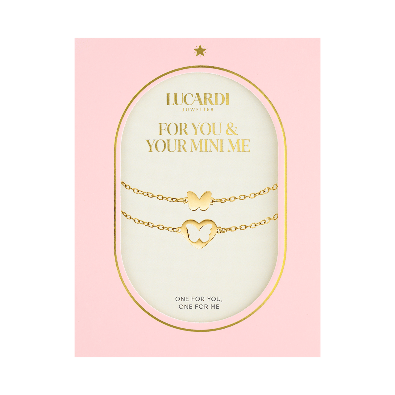 Stainless steel goldplated armbanden set met hanger voor dames