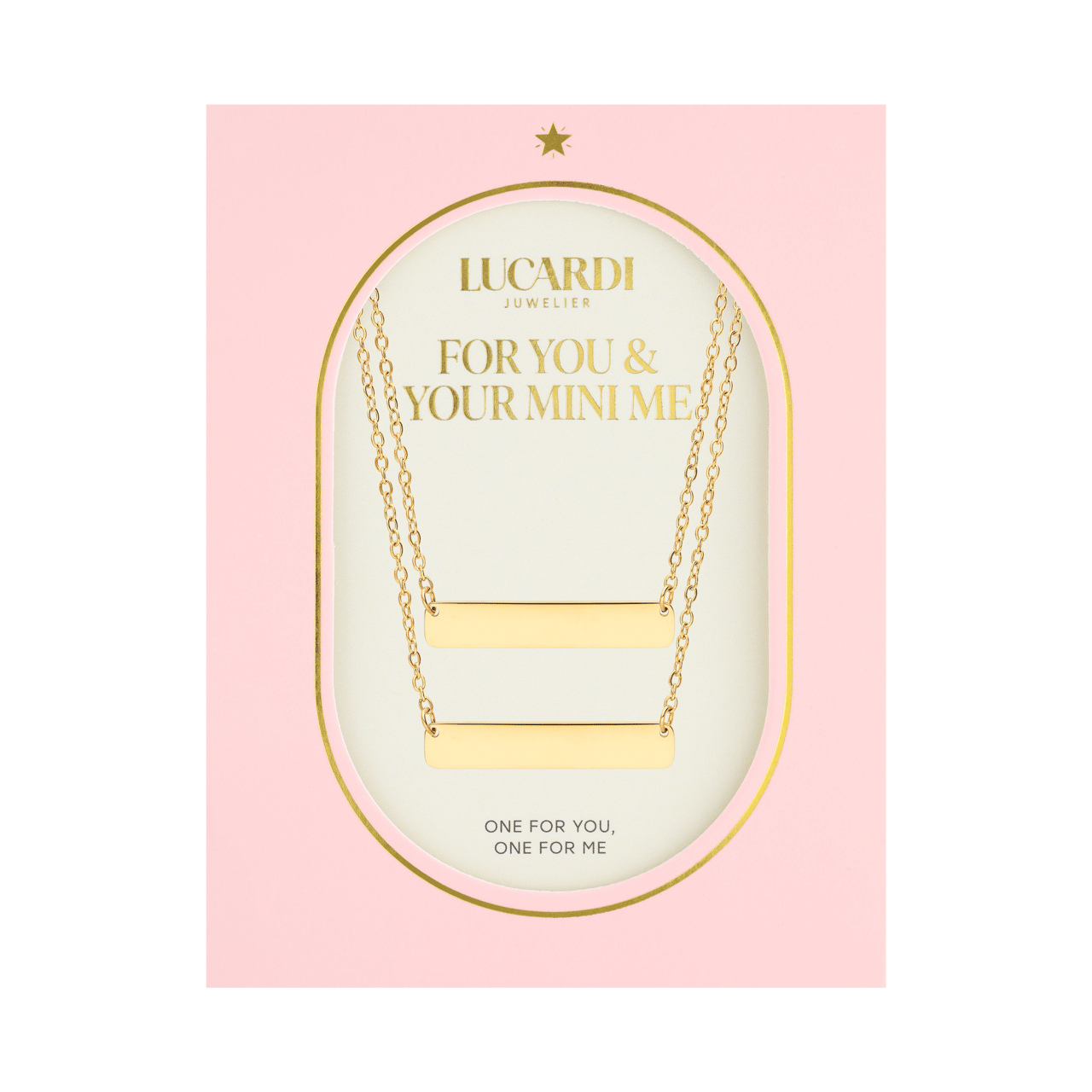 Stalen goldplated ketting met hanger graveerplaat voor dames