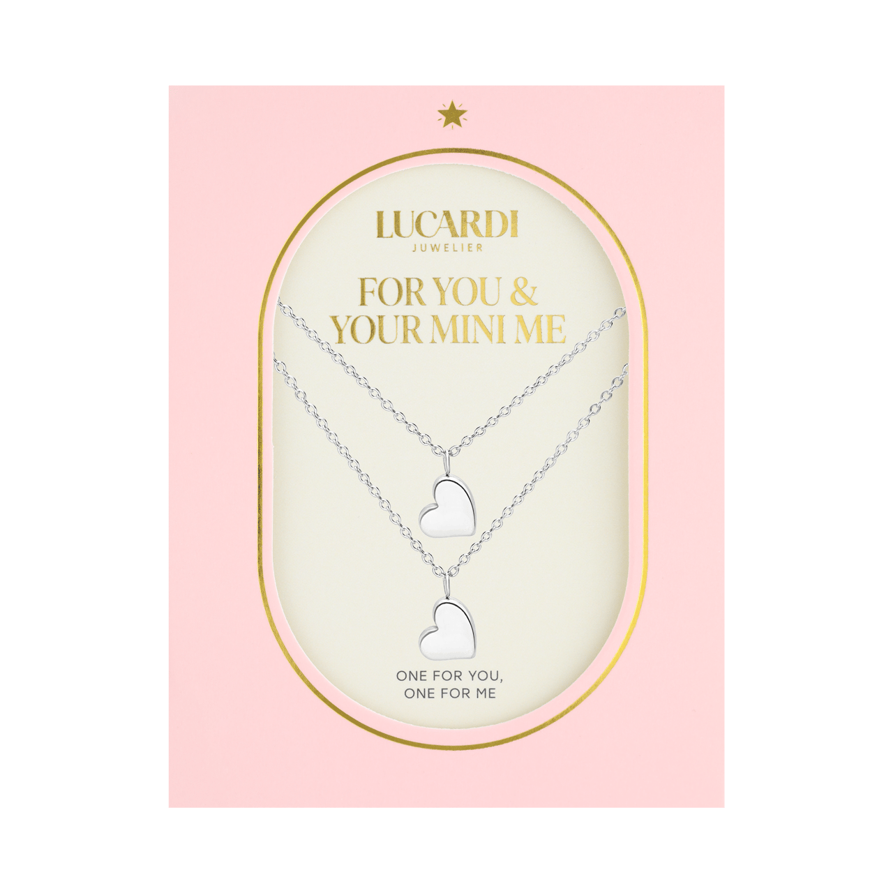 Stainless steel ketting Moeder/Dochter hart/hart