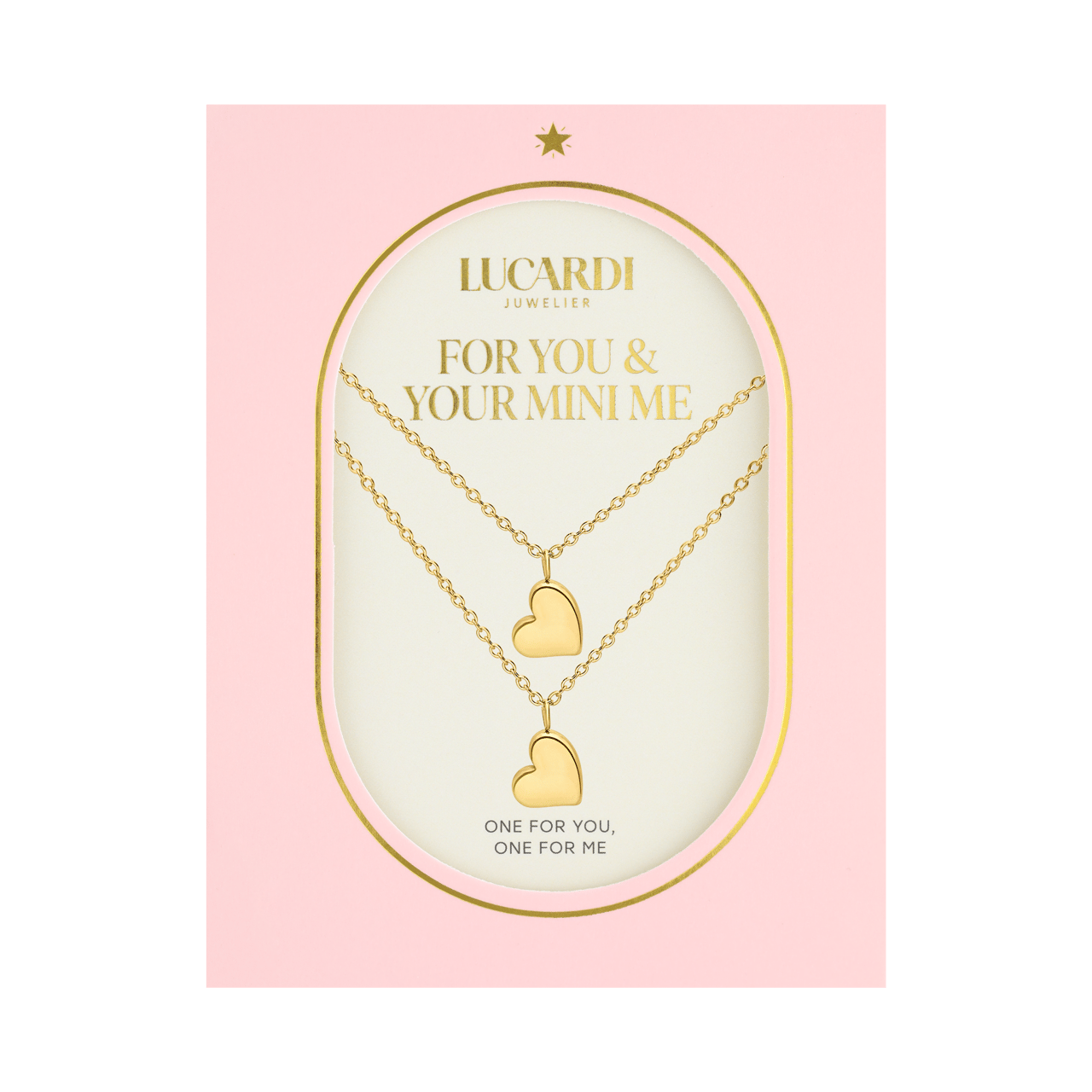 Stainless steel goldplated ketting Moeder/Dochter hart/hart