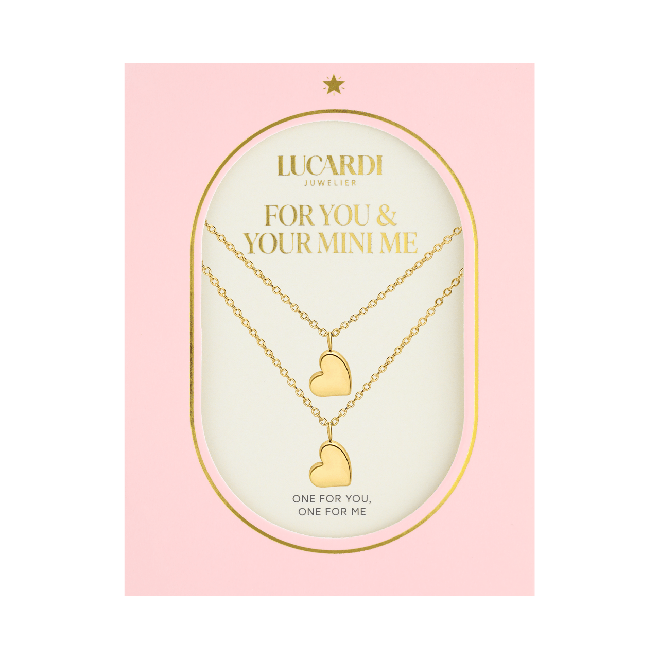 Stalen goldplated ketting Moeder/Dochter hart/hart