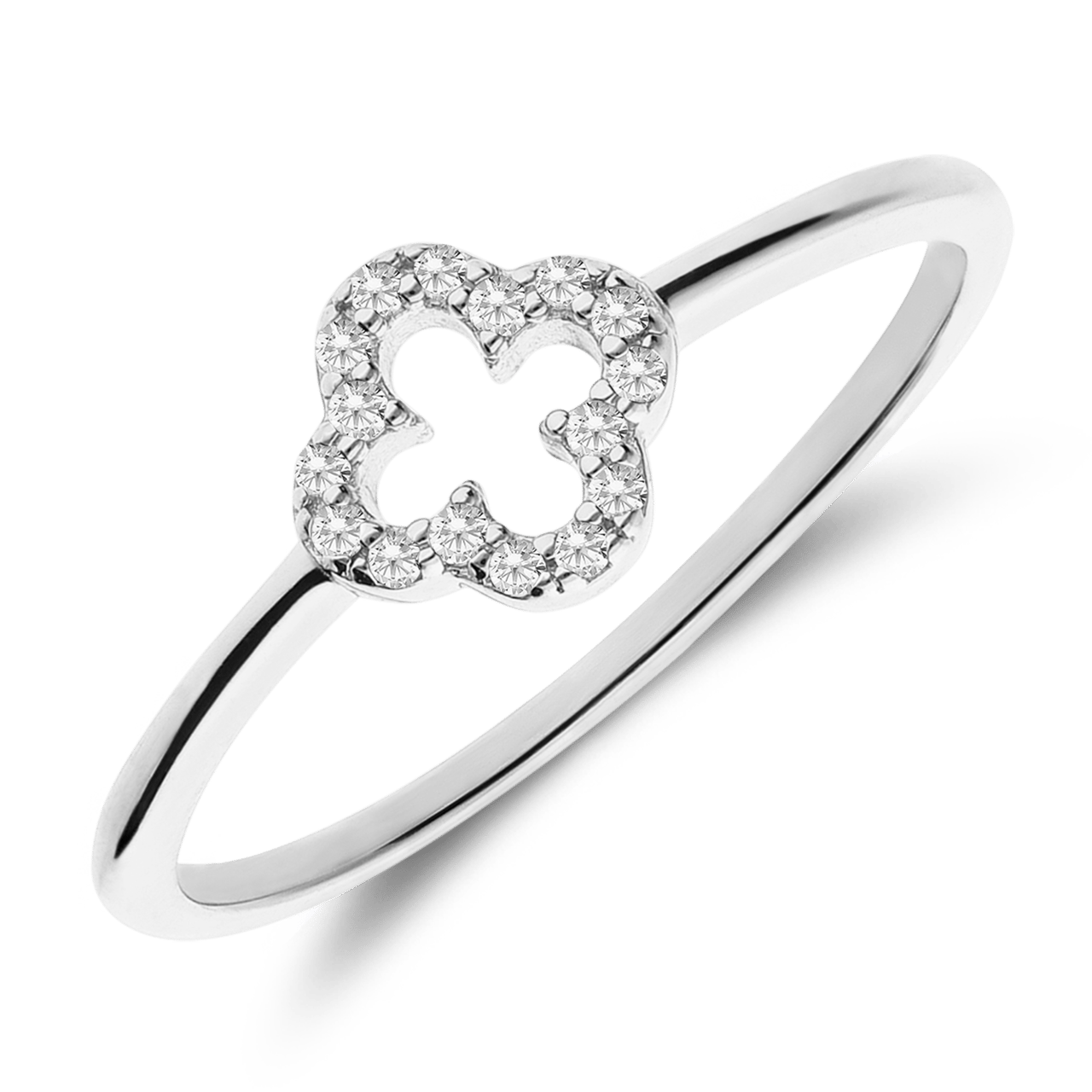 Ring aus 925 Silber, Kleeblatt, Zirkonia