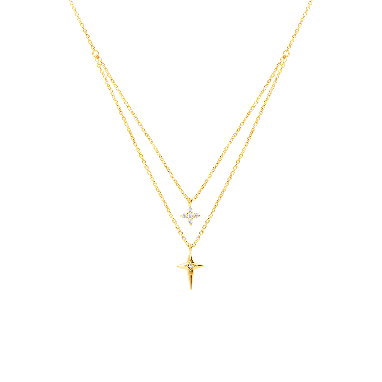 Zilveren goldplated ketting met hanger sterretje met zirkonia voor dames